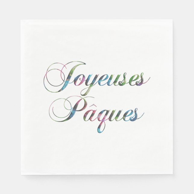 French Language Happy Easter Joyeuses Pâques Napkins (Front)