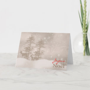 French Language Happy Holidays Stylish Christmas Holiday Card