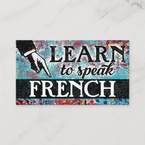 French Language Lessons Business Cards _ Blue Red