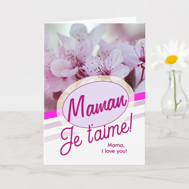 French Language Maman Je T'aime for Mothers Card (Small Plant)