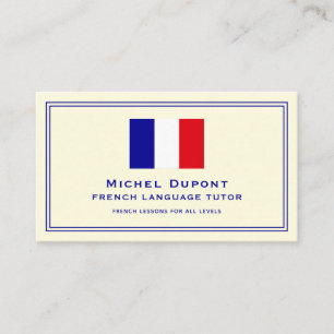 French Language Personal Tutor Teacher France Flag Business Card