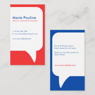 French Language Teacher Business Card