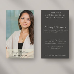 French language tutor teacher Photo Business Card