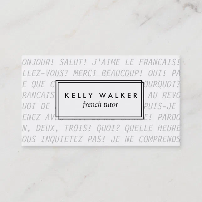French language typography business card | Zazzle