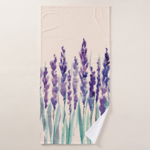French lavander watercolor bath towel