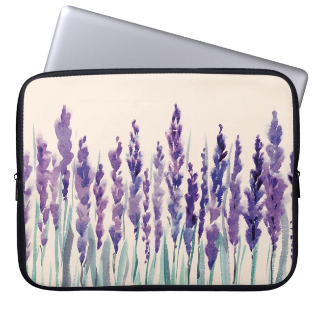 French lavander watercolor laptop sleeve (Front)