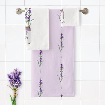 French Lavender Botanical Bath Towel Set by mangomoonstudio at Zazzle