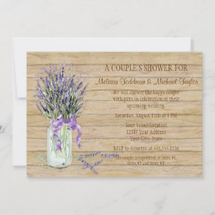 French Lavender Bouquet Rustic Country Mason Jar Invitation