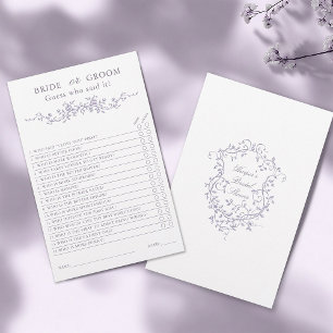 French Lavender 'Bride or Groom' Bridal Game 