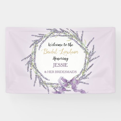 French Lavender Floral Wreath Bridal Luncheon Banner