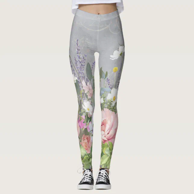 Pink Rose And Peony Floral Men's Leggings