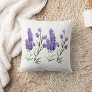 French Lavender Pattern Throw Pillow