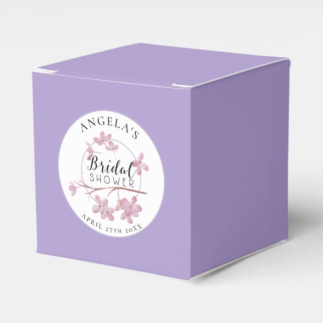 French Lavender Pink Lilac Bridal Shower  Favor Boxes (Front Side)