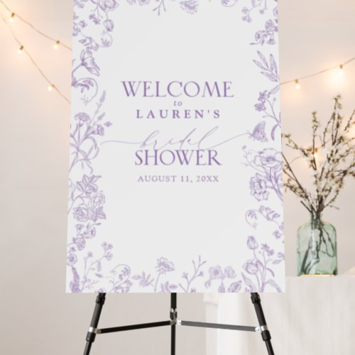French Lavender Victorian Bridal Shower Welcome Foam Board