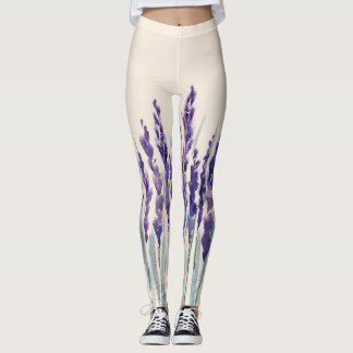 French Lavender: Watercolor Illustration Leggings