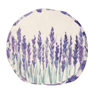French Lavender: Watercolor Illustration Pouf