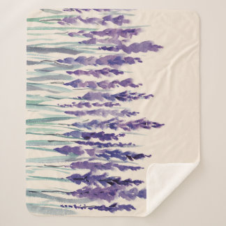 French Lavender: Watercolor Illustration Sherpa Blanket