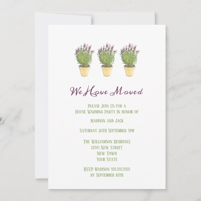 French Lavender  We Have Moved |Housewarming Party Invitation (Front)