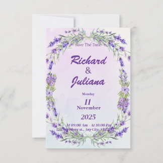french lavender wedding style invitation