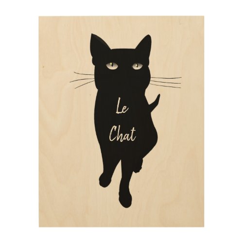 French Le Chat black gothic cat Wood Wall Art