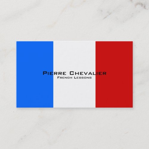 French Lessons  French Teacher  Flag of France Business Card