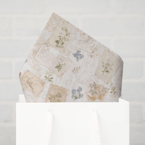 French Light Blue Envelope Heart Floral Birthday Tissue Paper
