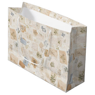 French Light Blue Envelope Heart Floral Bridal Large Gift Bag