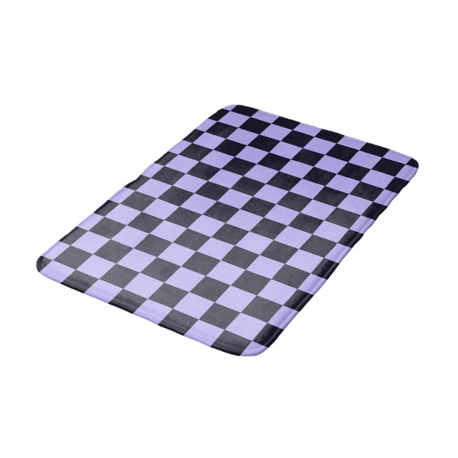 French lilac checkerboard pattern bath mat (Angled)