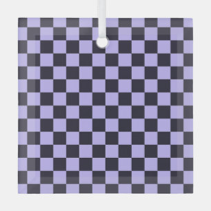 French lilac checkerboard pattern glass ornament