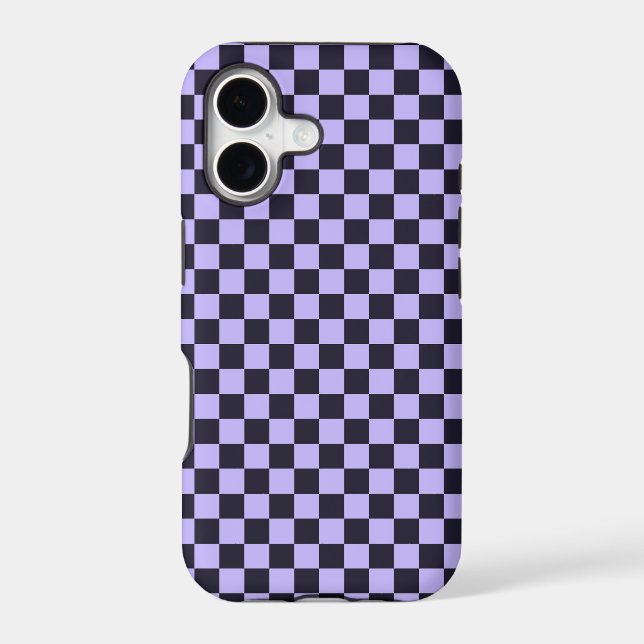 French lilac checkerboard pattern iPhone case (Back)