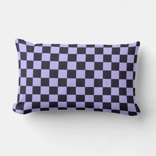 French lilac checkerboard pattern lumbar pillow (Front)