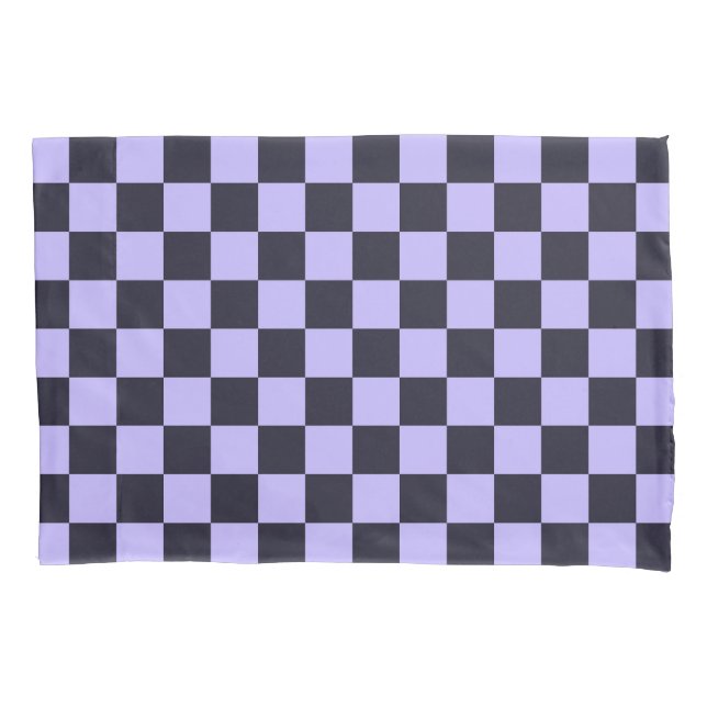 French lilac checkerboard pattern pillow case (Front-Left)