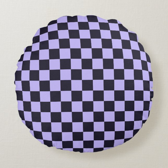 French lilac checkerboard pattern round pillow (Front)