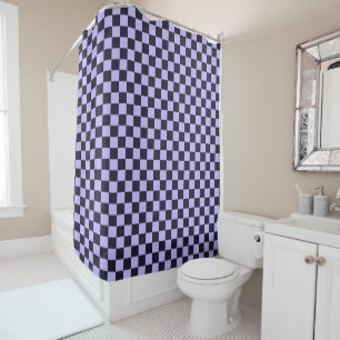 French lilac checkerboard pattern shower curtain