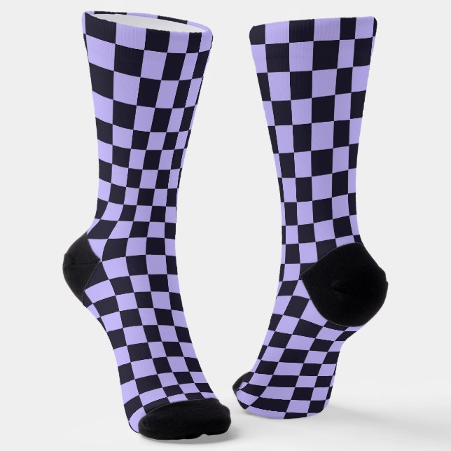 French lilac checkerboard pattern socks (Angled)
