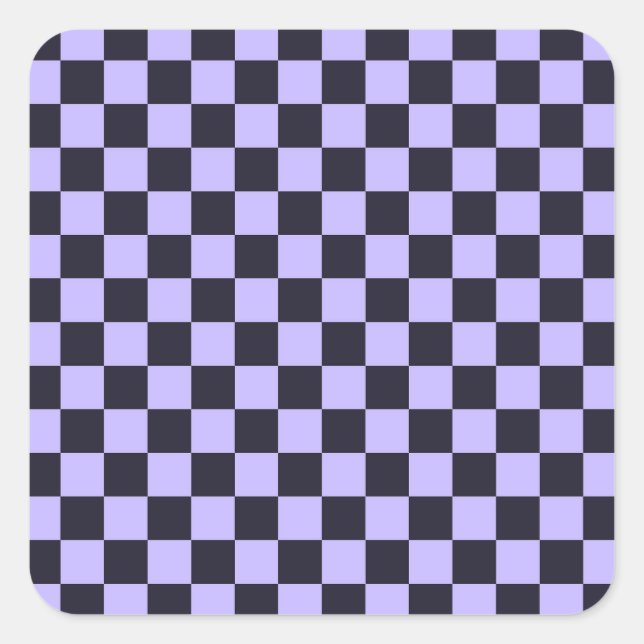 French lilac checkerboard pattern square sticker (Front)