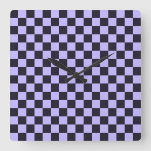 French lilac checkerboard pattern square wall clock