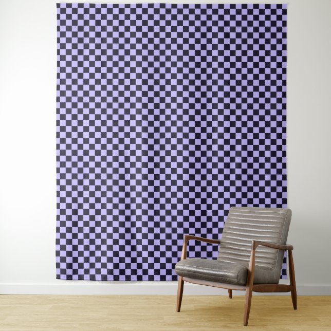 French lilac checkerboard pattern tapestry (In Situ)