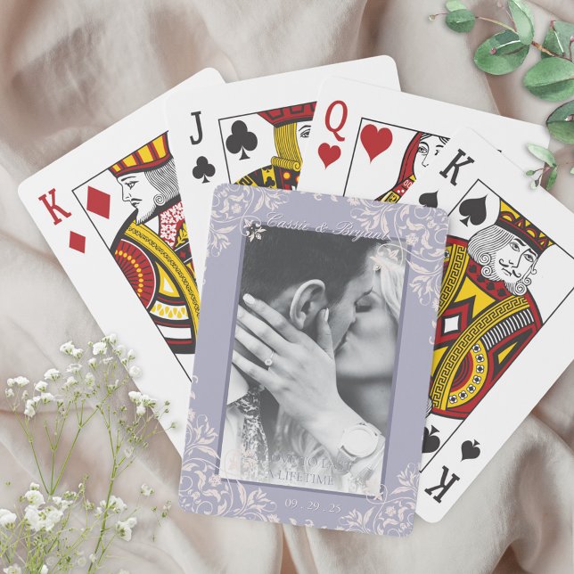 French Lilac Chic Engagement Wedding Photo Favors Poker Cards (elegant lavender purple french lilac theme wedding favors gift photo deck of cards for perfect pair)