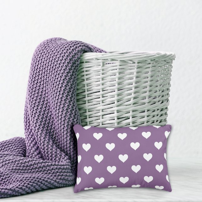 French Lilac Mini Hearts Pattern Accent Pillow (Creator Uploaded)