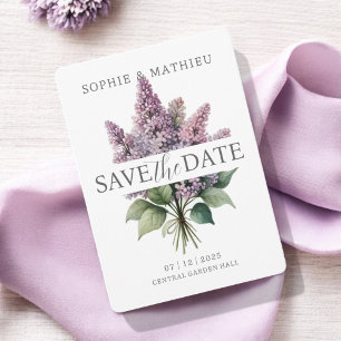 French Lilac Watercolor Floral Elegant Spring  Save The Date