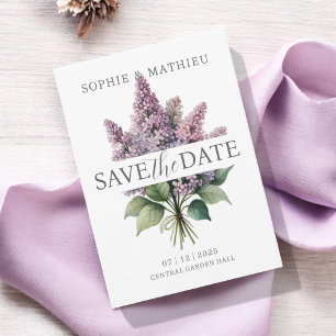 French Lilac Watercolor Floral Elegant Spring Save The Date