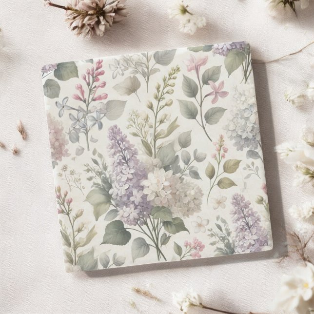 French Lilac Watercolor Floral Spring & Summer  Stone Coaster (Creator Uploaded)