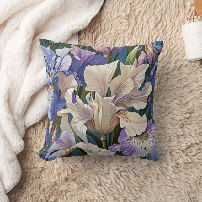 French Lilly and Iris Throw Pillow (Blanket)