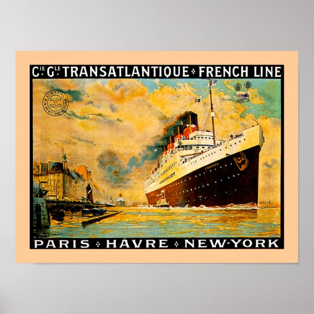 French Line ~ Paris-Havre-New York Poster (Front)