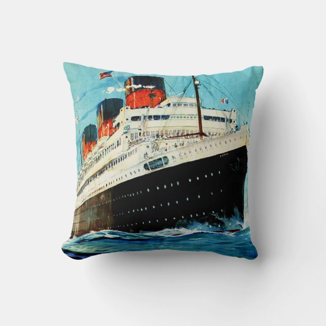French Line ~ ss Paris Throw Pillow (Front)