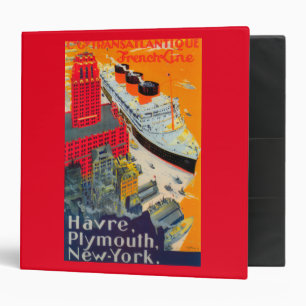 French Line Travel Poster, Havre to Plymouth, NY Binder
