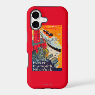 French Line Travel Poster, Havre to Plymouth, NY iPhone 17 Case
