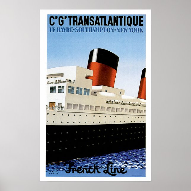 French Line Vintage Ship Advertisement Poster (Front)