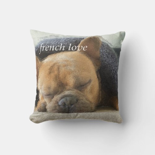 French Love Bulldog Throw Pillow